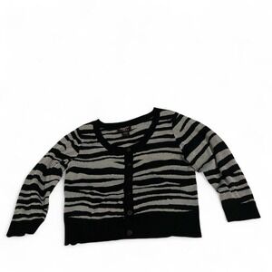 'Black and grey striped cardigan size small